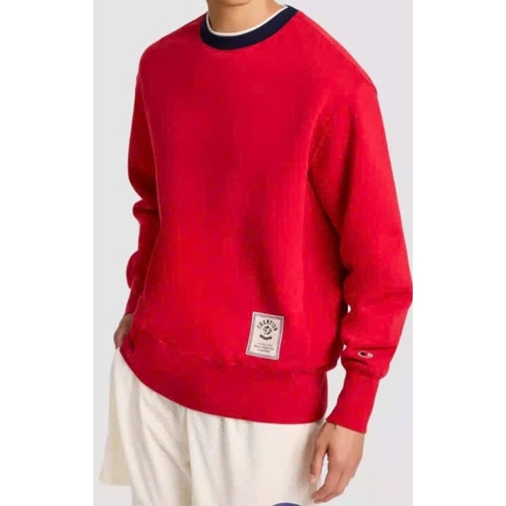 Champion Men's Varsity Midweight Double Ribbed Sweatshirt Oversized Red Sz XL